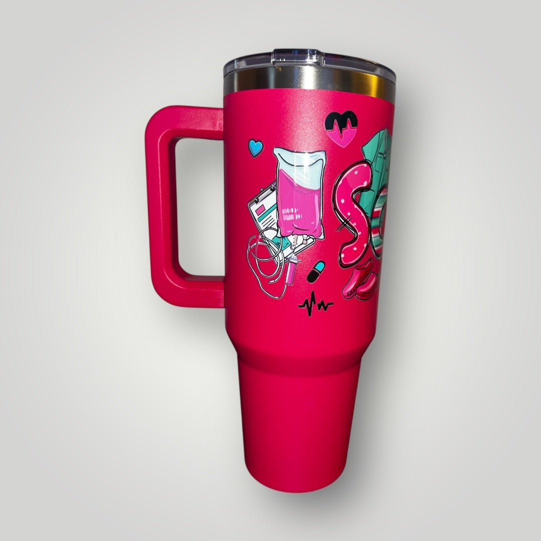 40oz Nurse Themed Tumblers with Handle and Straw Stainless Steel Thermal Bottle - Nursecaresuites - Online Healthcare Boutiquetumbler40 oz tumblers40oz insulated cup40oz tumbler