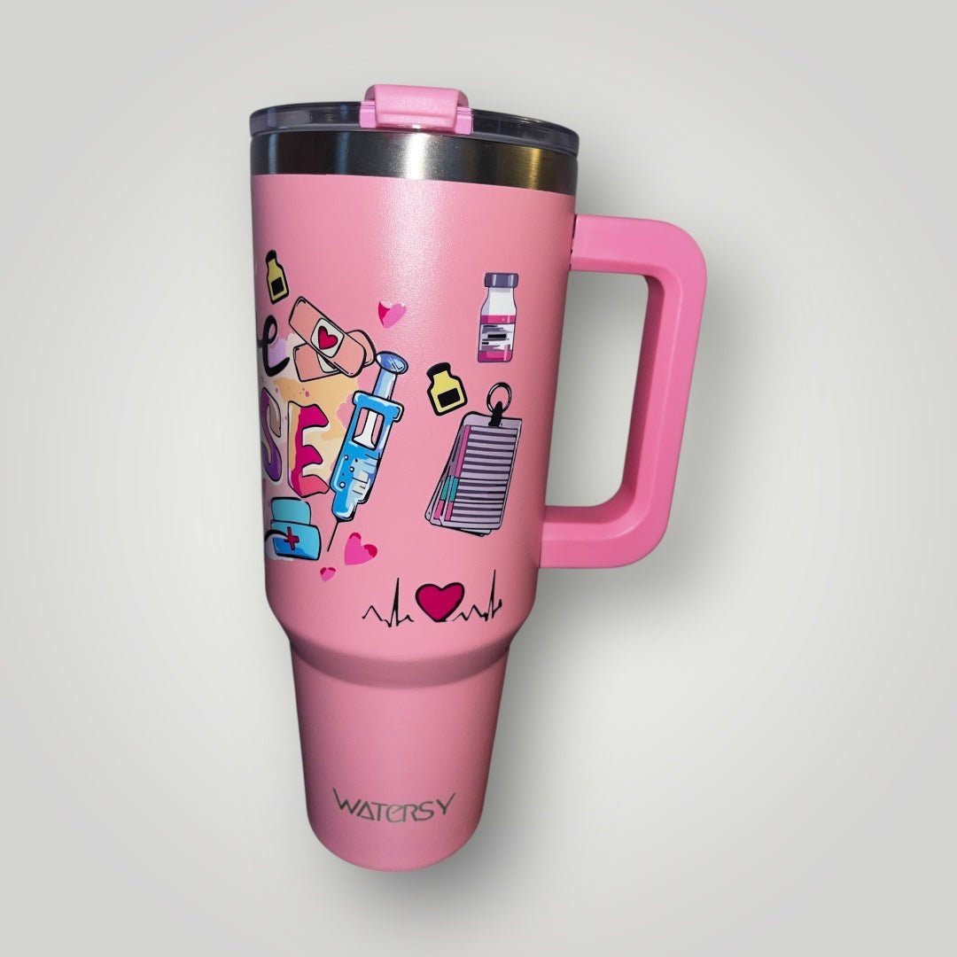 40oz Nurse Themed Tumblers with Handle and Straw Stainless Steel Thermal Bottle - Nursecaresuites - Online Healthcare Boutiquetumbler40 oz tumblers40oz insulated cup40oz tumbler
