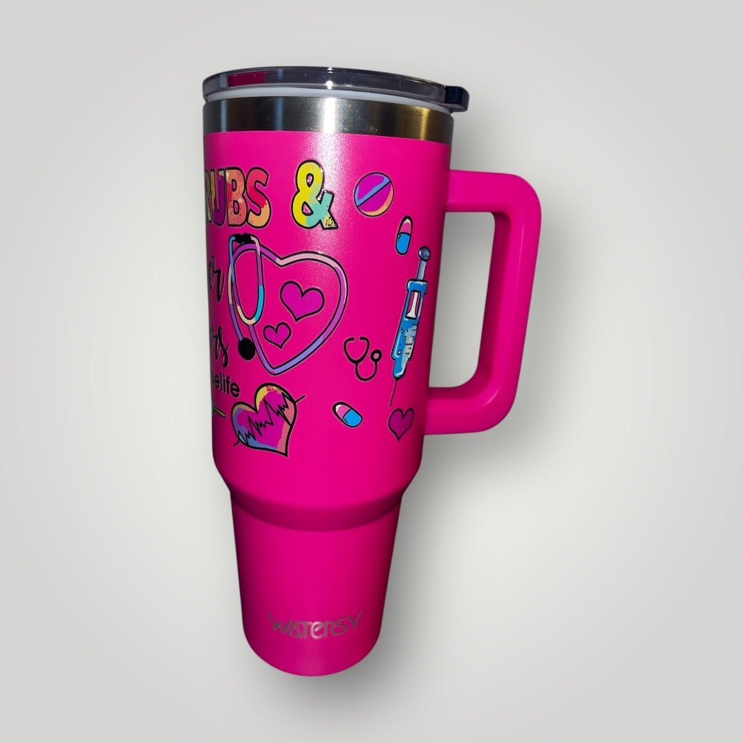 40oz Nurse Themed Tumblers with Handle and Straw Stainless Steel Thermal Bottle - Nursecaresuites - Online Healthcare Boutiquetumbler40 oz tumblers40oz insulated cup40oz tumbler