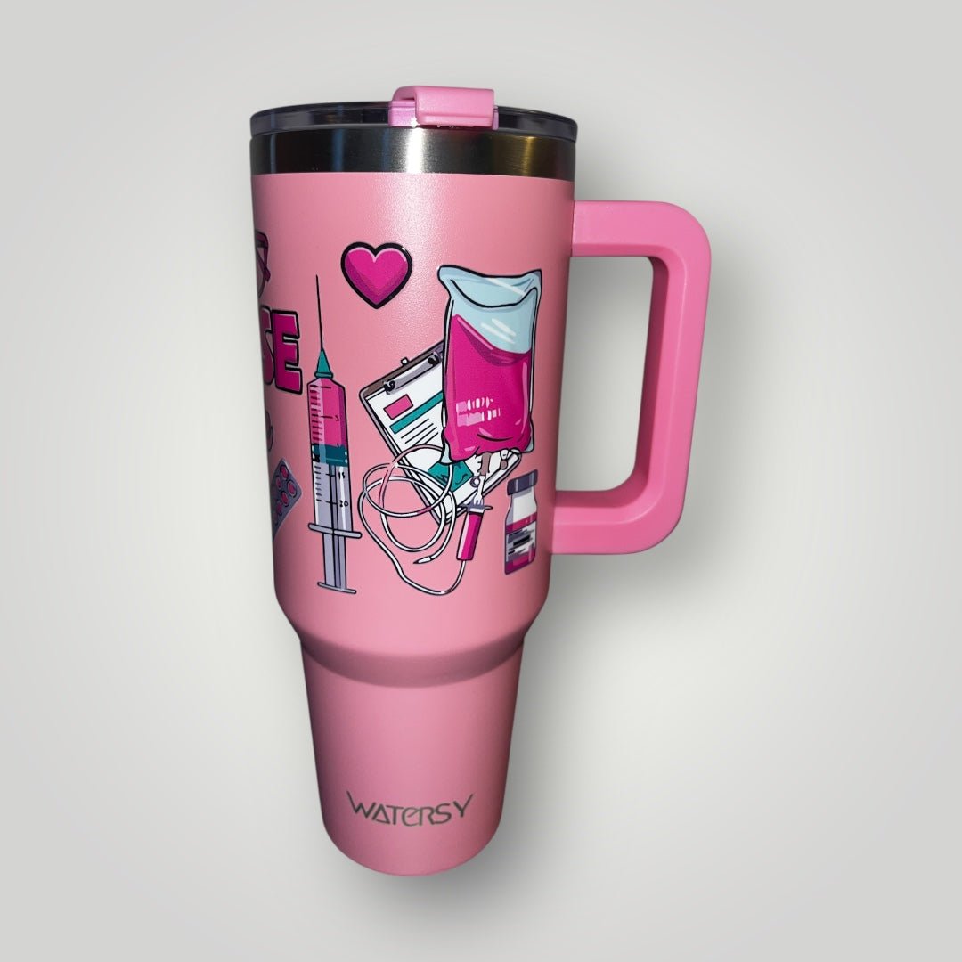 40oz Nurse Themed Tumblers with Handle and Straw Stainless Steel Thermal Bottle - Nursecaresuites - Online Healthcare Boutiquetumbler40 oz tumblers40oz insulated cup40oz tumbler