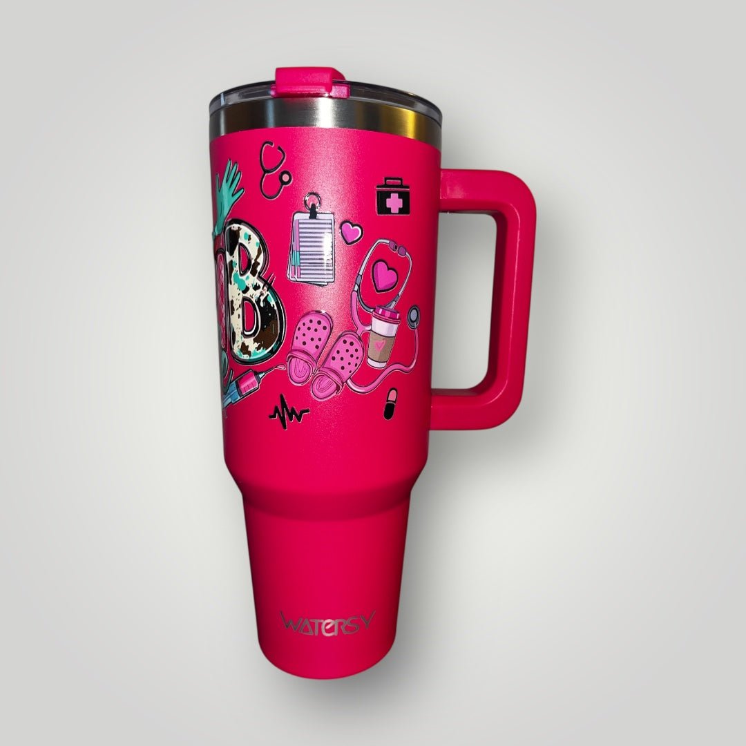 40oz Nurse Themed Tumblers with Handle and Straw Stainless Steel Thermal Bottle - Nursecaresuites - Online Healthcare Boutiquetumbler40 oz tumblers40oz insulated cup40oz tumbler