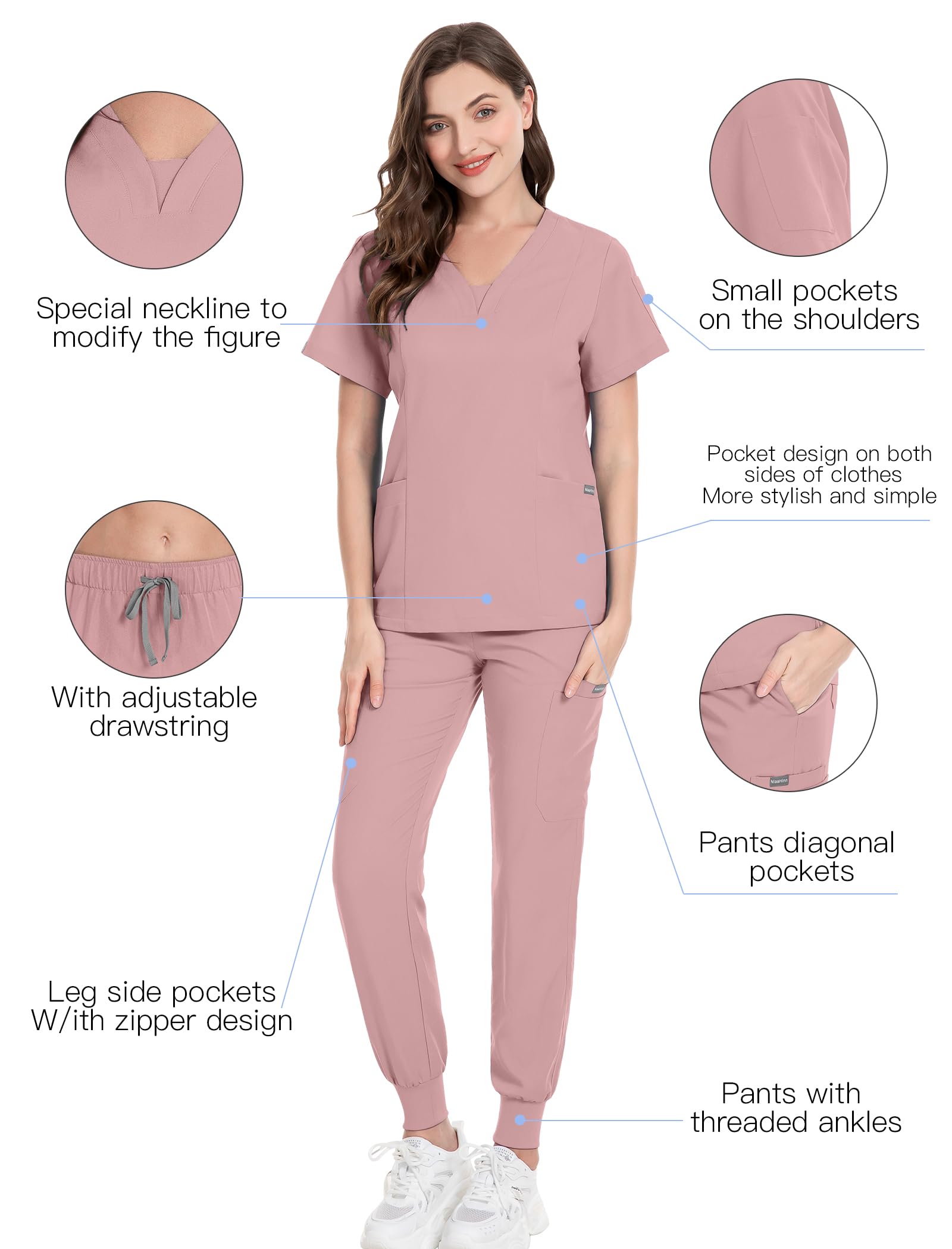 V - Neckland Jogger Scrub set - Nursecaresuites - Online Healthcare BoutiqueB0B315JQ3T