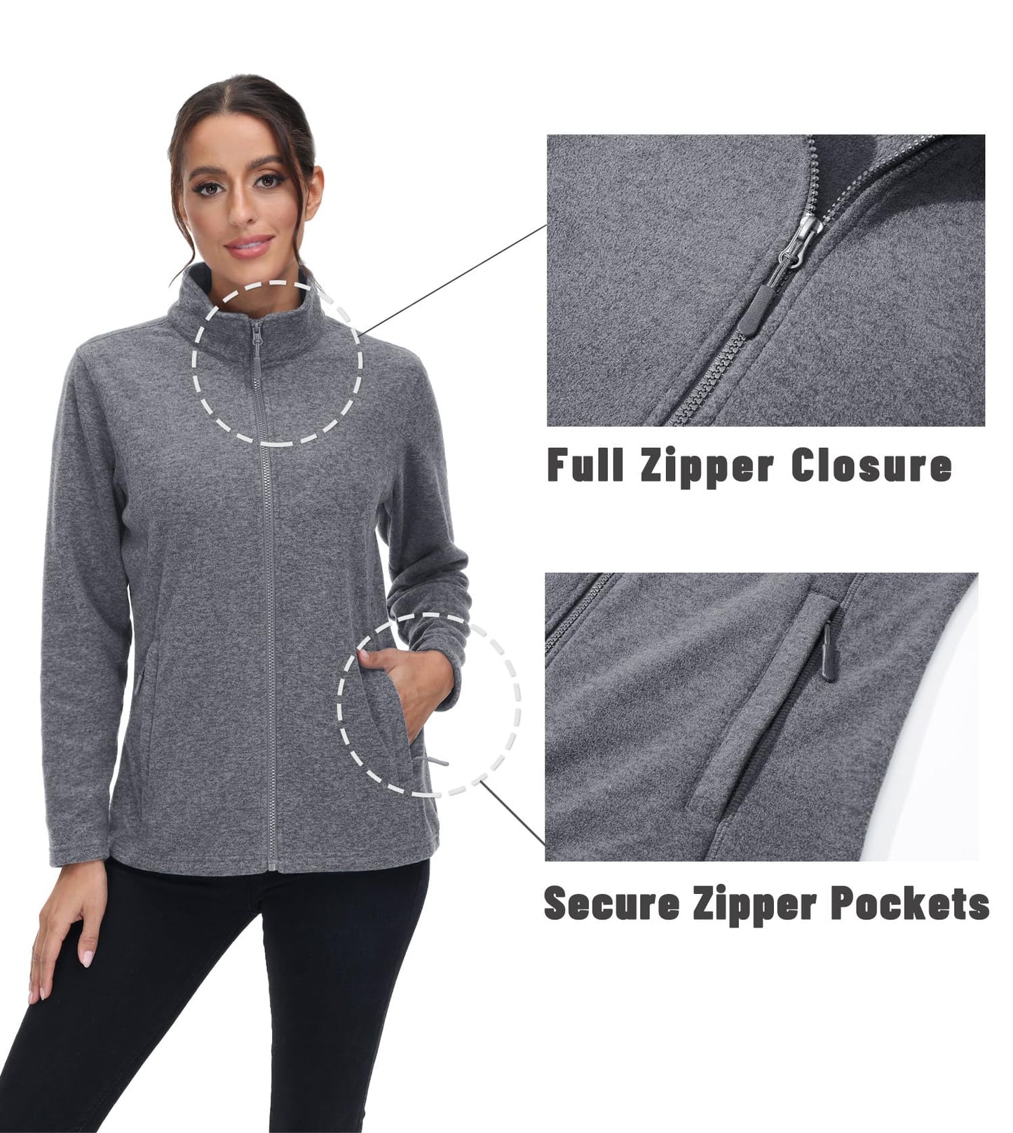 Lightweight Polar Fleece Jacket Zip Up