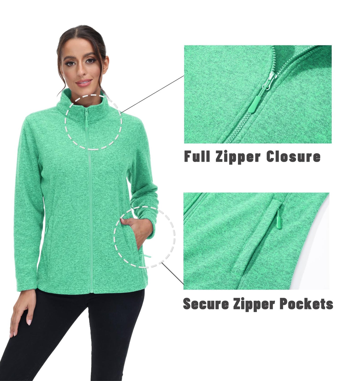 Lightweight Polar Fleece Jacket Zip Up