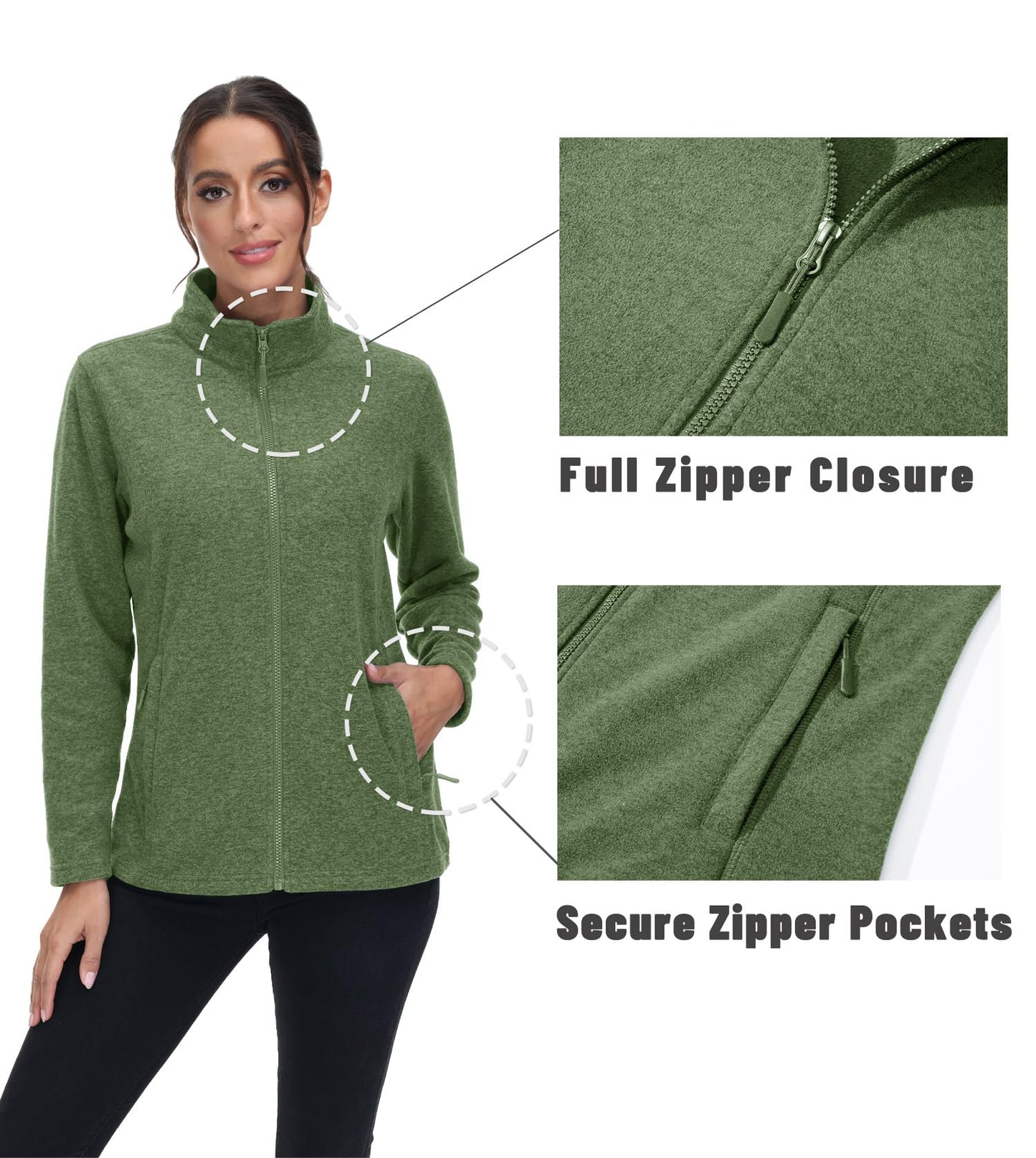 Lightweight Polar Fleece Jacket Zip Up