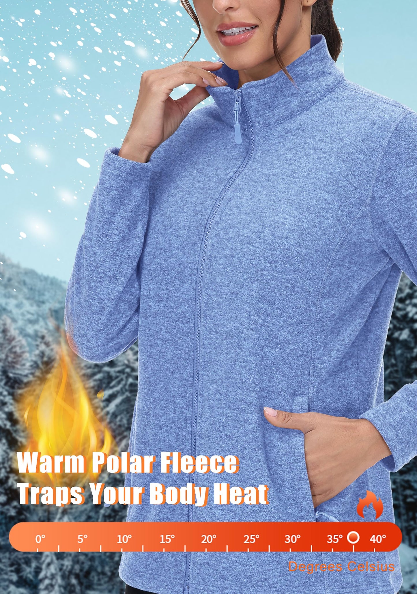 Lightweight Polar Fleece Jacket Zip Up