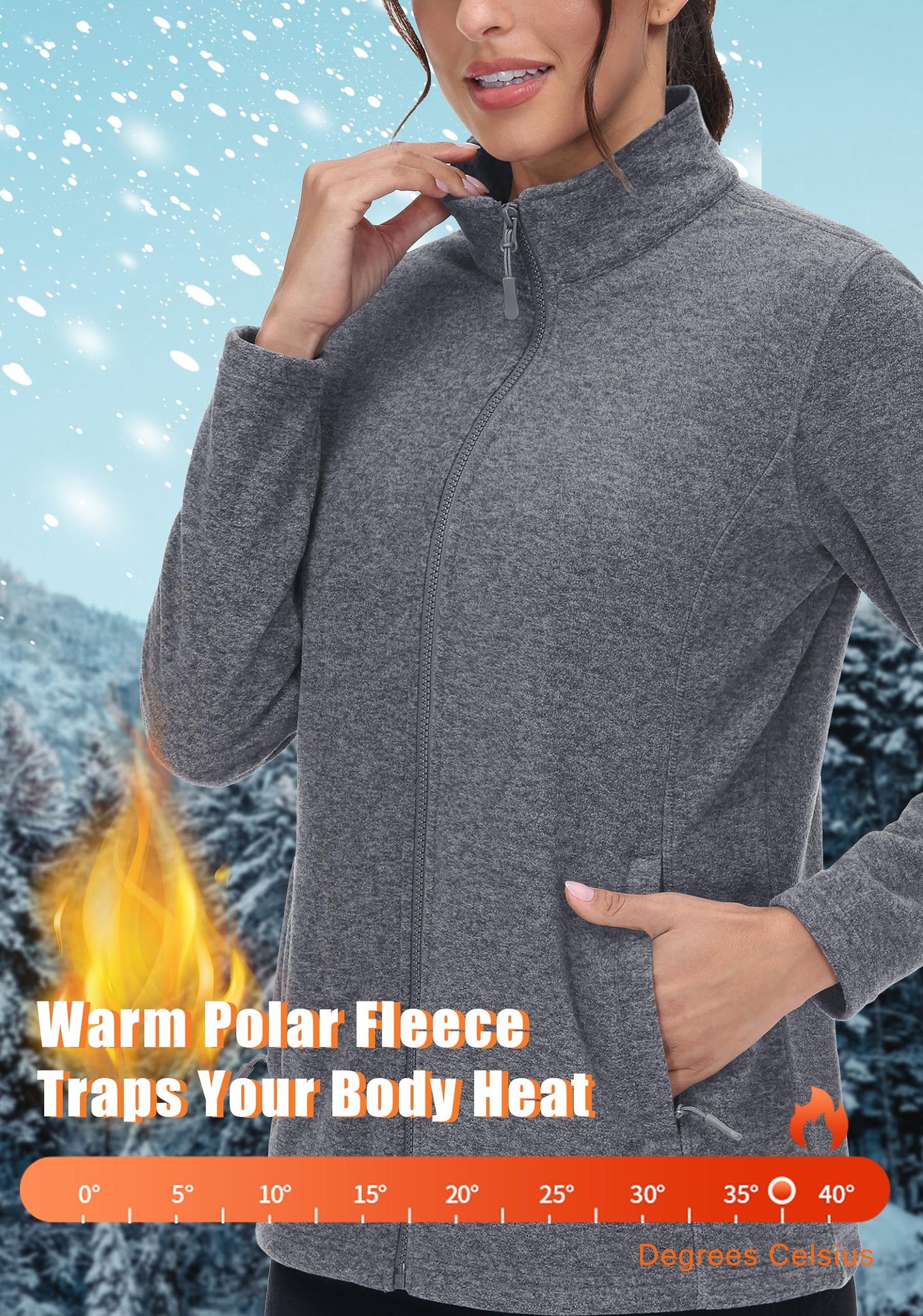 Lightweight Polar Fleece Jacket Zip Up