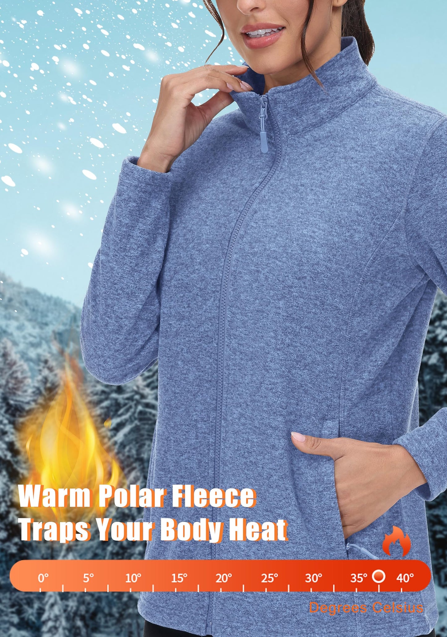 Lightweight Polar Fleece Jacket Zip Up