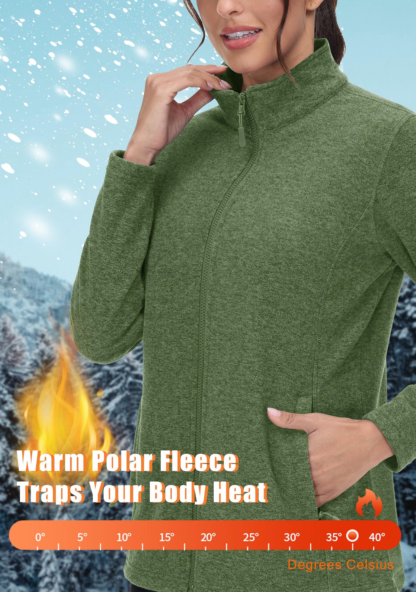 Lightweight Polar Fleece Jacket Zip Up