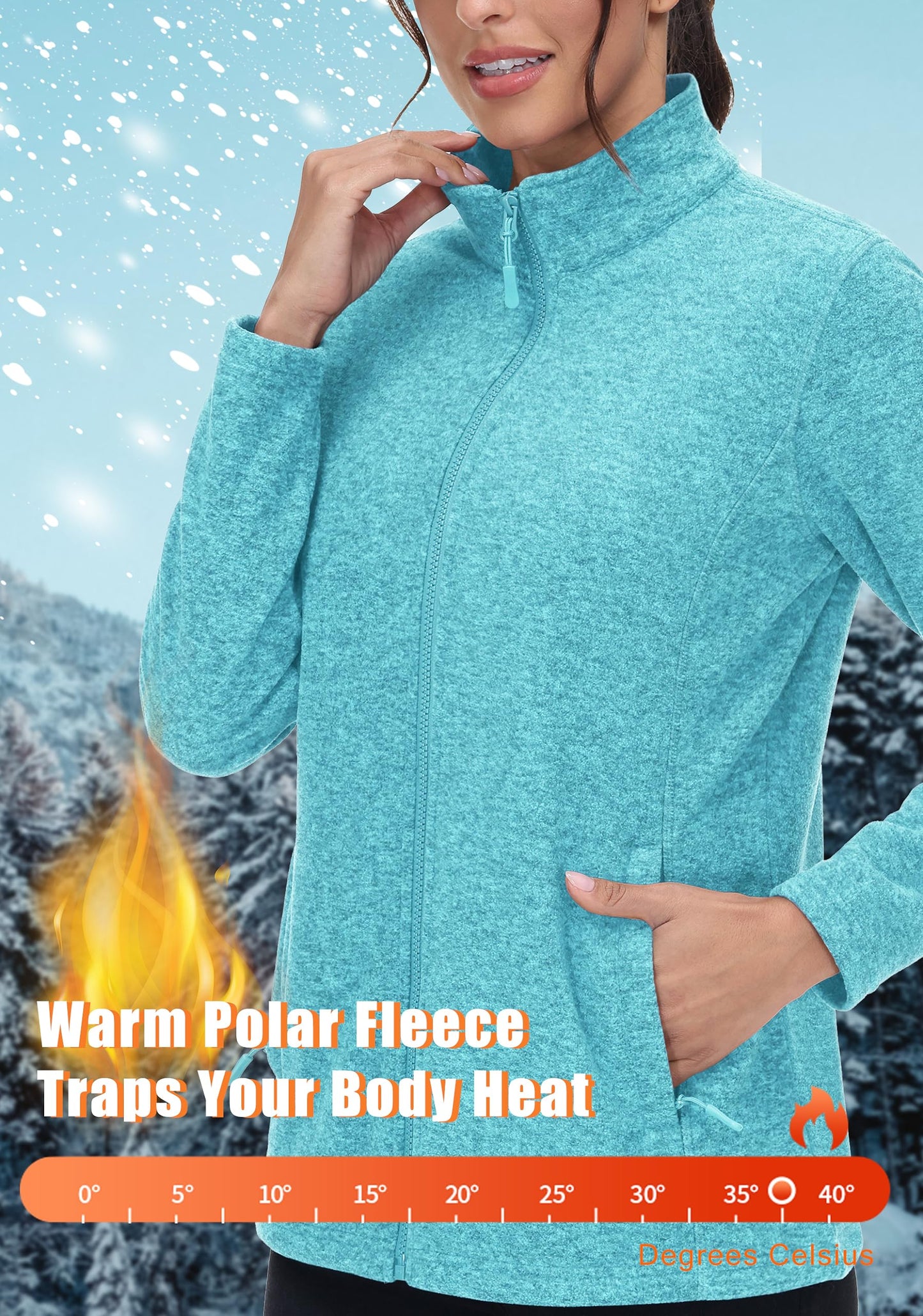 Lightweight Polar Fleece Jacket Zip Up