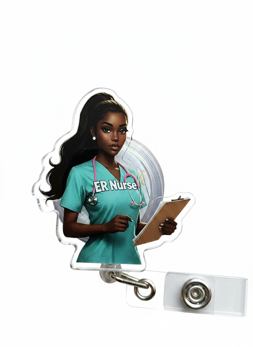 Badge holder with a nurse design on a white background