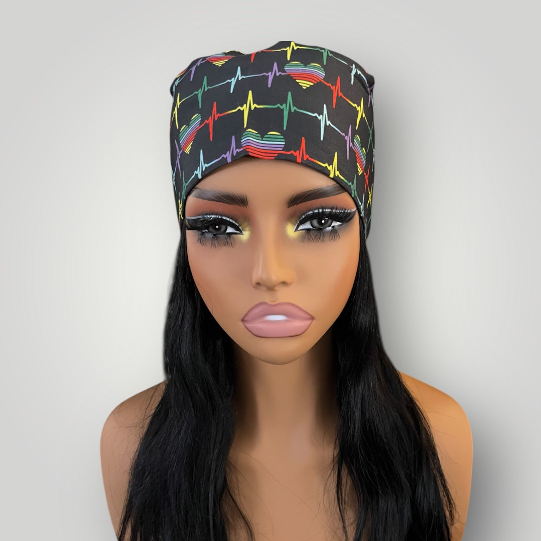 Heartbeat Babe Satin-Lined Tie Back Scrub Cap