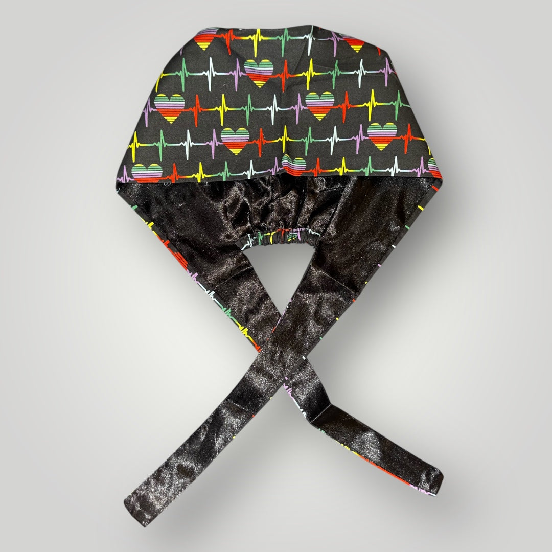 Heartbeat Babe Satin - lined Scrub Cap - Nursecaresuites - Online Healthcare BoutiqueScrub CapAdjustable Scrub CapAdjustable Tie Backaesthetic healthcare worker