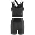 Black Strappy Yoga Set - Nursecaresuites - Online Healthcare BoutiqueJumpsuitsactivewearblack workout clothesshorts