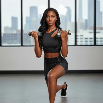 Black Strappy Yoga Set - Nursecaresuites - Online Healthcare BoutiqueJumpsuits2 piece workout outfitactivewearasymmetrical workout top