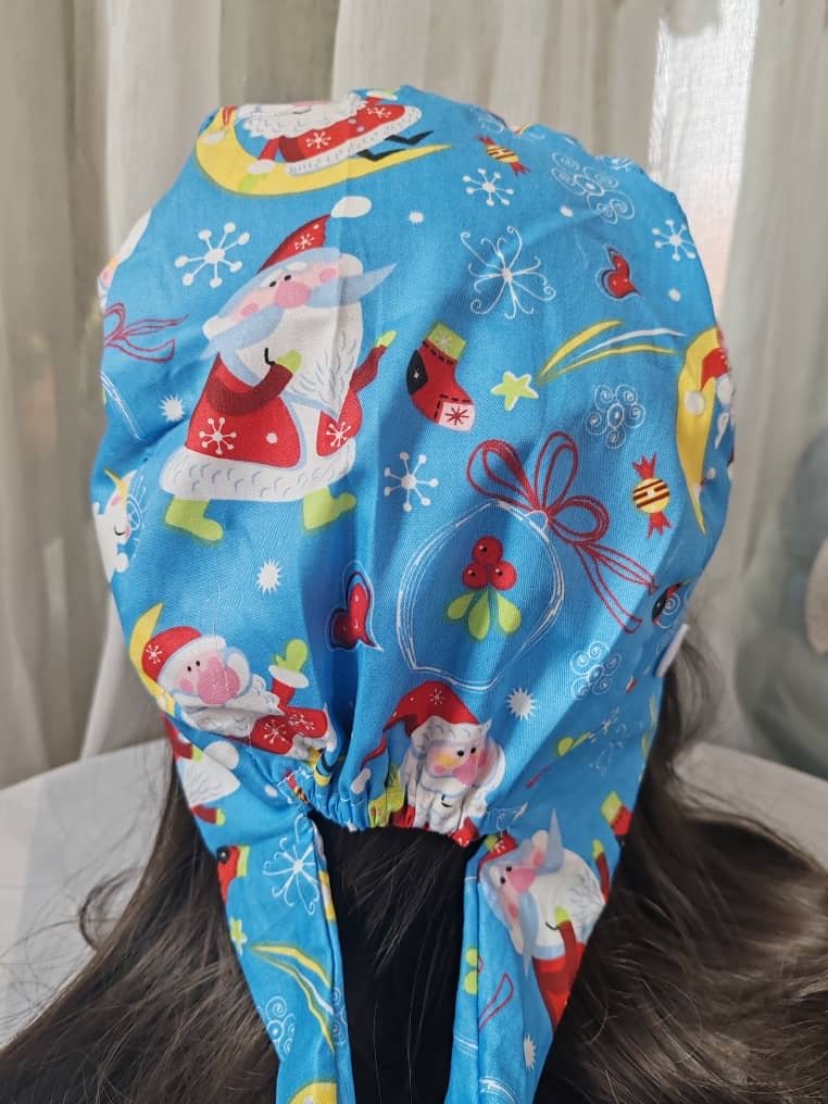Christmas Satin - Lined Scrub Caps – Holiday Nurse Scrub Caps - Nursecaresuites - Online Healthcare BoutiqueScrub CapAdjustable Scrub CapAdjustable Tie BackBreathable