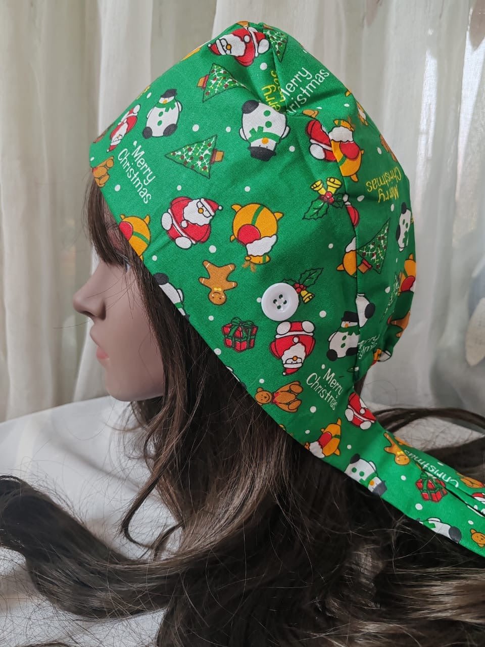 Christmas Satin - Lined Scrub Caps – Holiday Nurse Scrub Caps - Nursecaresuites - Online Healthcare BoutiqueScrub CapAdjustable Scrub CapAdjustable Tie BackBreathable