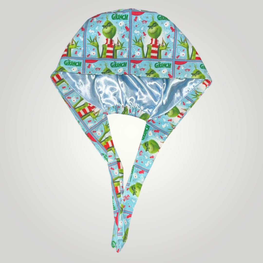 Christmas Satin - Lined Scrub Caps – Holiday Nurse Scrub Caps - Nursecaresuites - Online Healthcare BoutiqueScrub CapAdjustable Scrub CapAdjustable Tie BackBreathable
