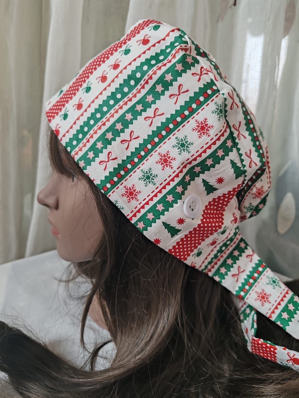 Christmas Satin - Lined Scrub Caps – Holiday Nurse Scrub Caps - Nursecaresuites - Online Healthcare BoutiqueScrub CapAdjustable Scrub CapAdjustable Tie BackBreathable