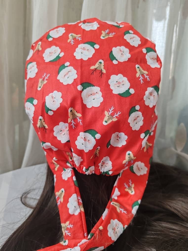 Christmas Satin - Lined Scrub Caps – Holiday Nurse Scrub Caps - Nursecaresuites - Online Healthcare BoutiqueScrub CapAdjustable Scrub CapAdjustable Tie BackBreathable