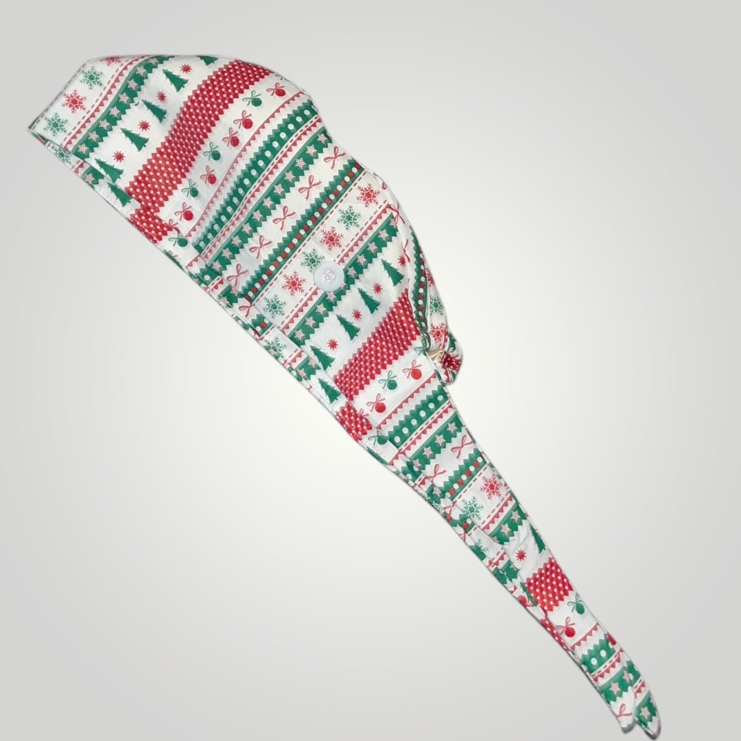 Christmas Satin - Lined Scrub Caps – Holiday Nurse Scrub Caps - Nursecaresuites - Online Healthcare BoutiqueScrub CapAdjustable Scrub CapAdjustable Tie BackBreathable