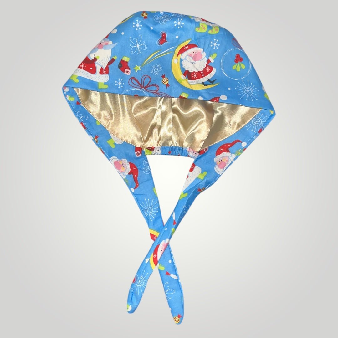 Christmas Satin - Lined Scrub Caps – Holiday Nurse Scrub Caps - Nursecaresuites - Online Healthcare BoutiqueScrub CapAdjustable Scrub CapAdjustable Tie BackBreathable