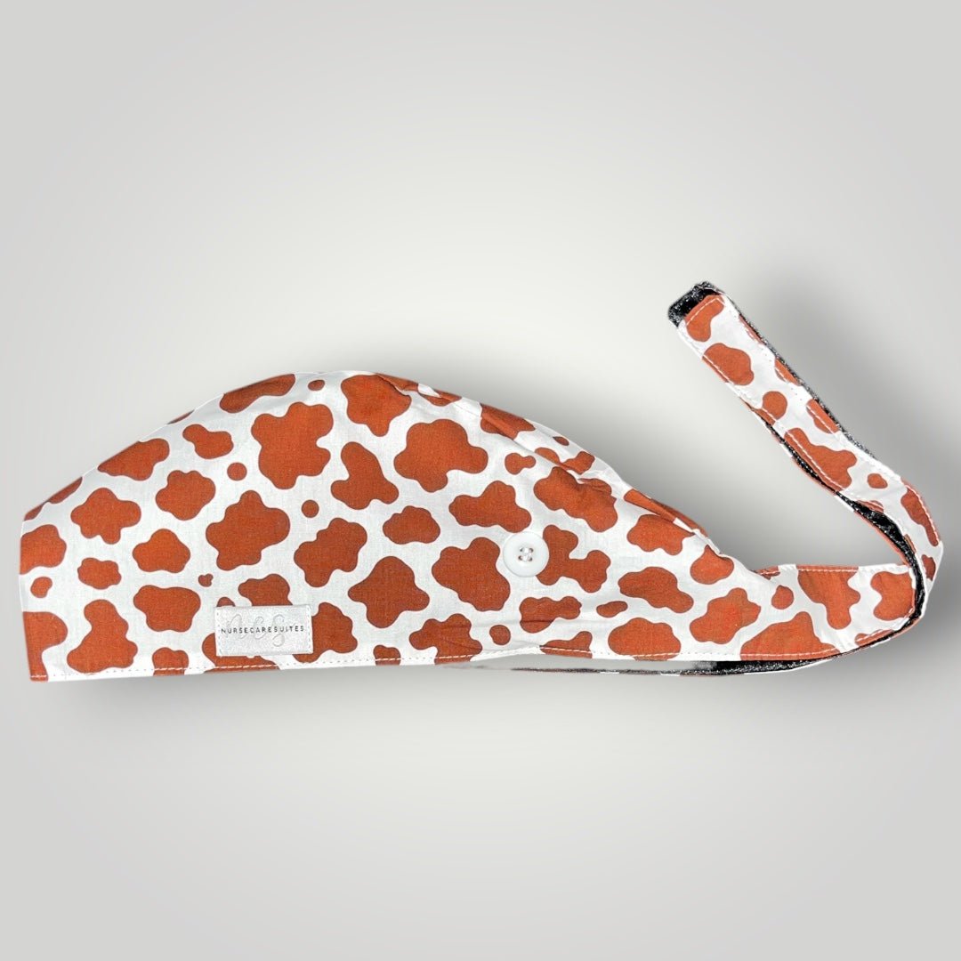 Cow Print Satin-Lined Tie-Back Scrub Cap - Nursecaresuites - Online Healthcare BoutiqueScrub Capblack girl nursebraid friendly scrub capcotton scrub cap