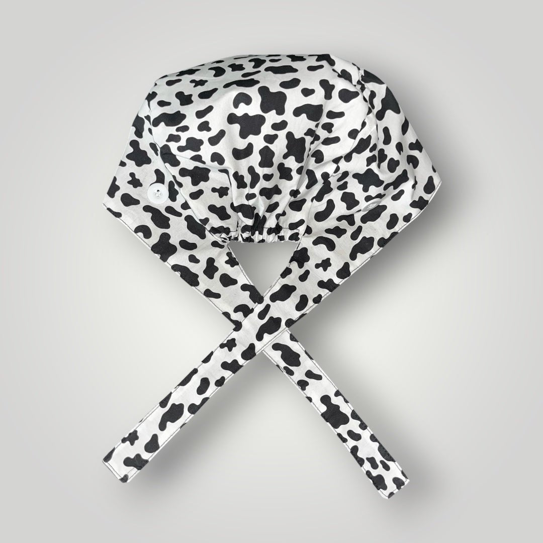 Cow Print Satin-Lined Tie-Back Scrub Cap - Nursecaresuites - Online Healthcare BoutiqueScrub Capblack girl nursebraid friendly scrub capcotton scrub cap