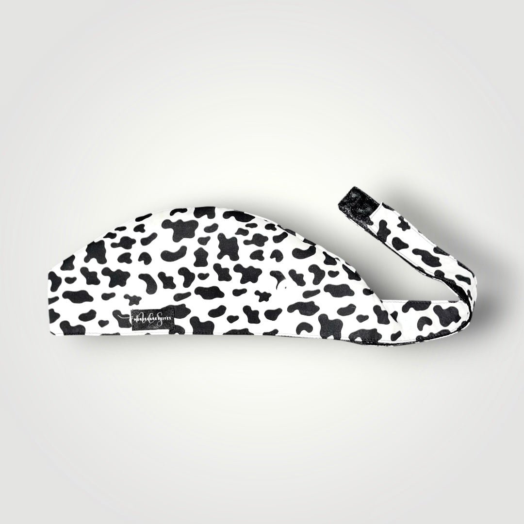 Cow Print Satin-Lined Tie-Back Scrub Cap - Nursecaresuites - Online Healthcare BoutiqueScrub Capblack girl nursebraid friendly scrub capcotton scrub cap