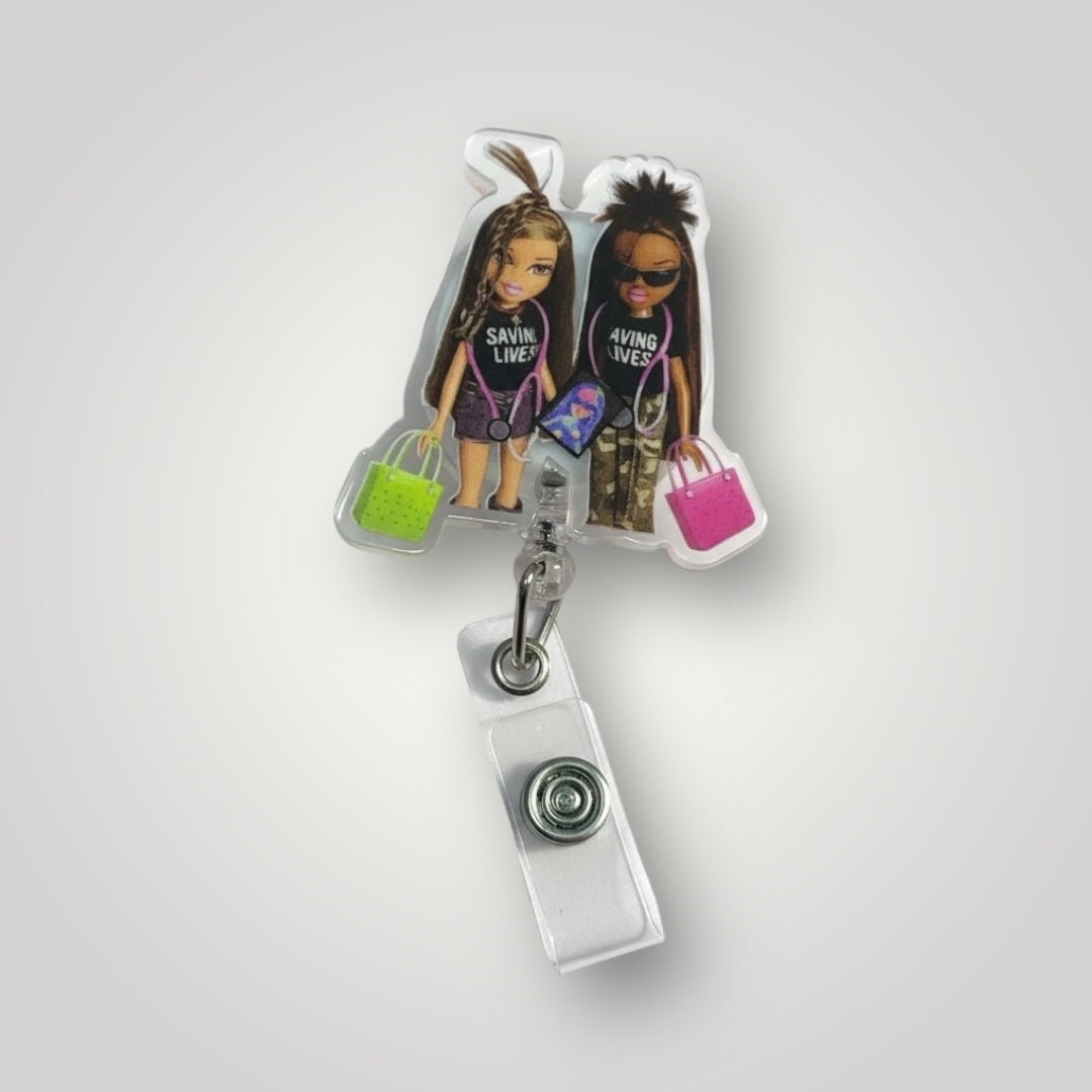 Cute Acrylic Nurse Badge Reel | Retractable ID Holder for Work - Nursecaresuites - Online Healthcare Boutiqueacrylic badge reelaesthetic healthcare workeraesthetic nurse look