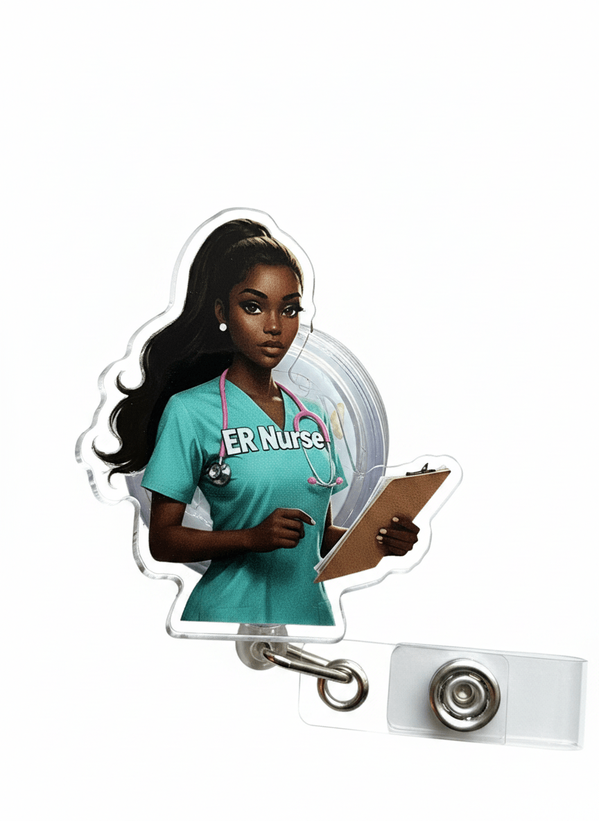 ER Nurse Badge Reel - Nursecaresuites - Online Healthcare Boutiquebadge reelacrylic badge reelaesthetic healthcare workeraesthetic nurse look