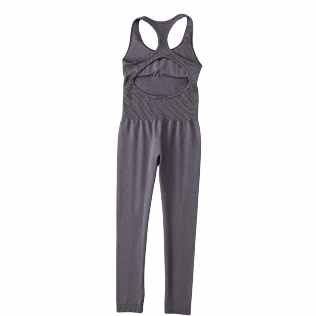 Gray Cutout Racerback Seamless Yoga Jumpsuit - Nursecaresuites - Online Healthcare Boutique