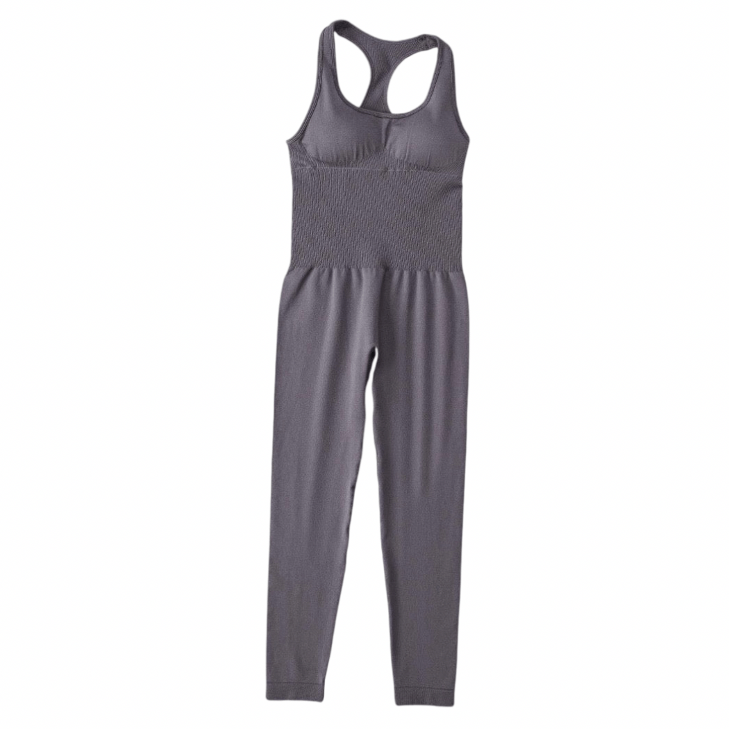 Gray Cutout Racerback Seamless Yoga Jumpsuit - Nursecaresuites - Online Healthcare Boutique