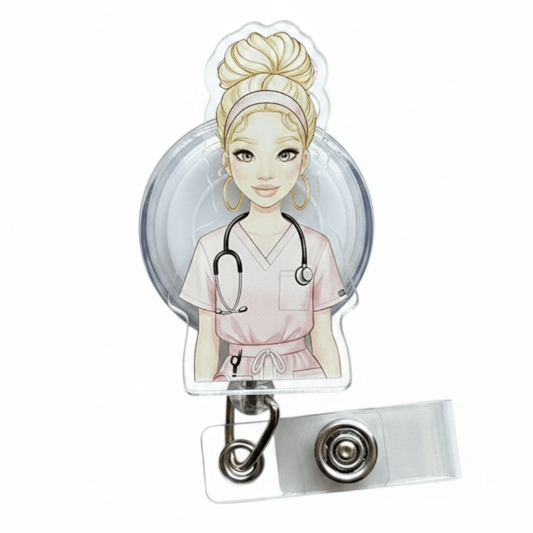 Healthcare Girlies Badge Reel - Nursecaresuites - Online Healthcare Boutiquebadge reelacrylic badge reelaesthetic healthcare workeraesthetic nurse look