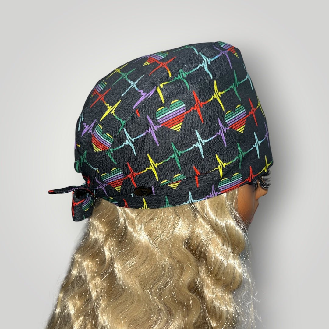Heartbeat Babe Satin - lined Scrub Cap - Nursecaresuites - Online Healthcare BoutiqueScrub CapAdjustable Scrub CapAdjustable Tie Backaesthetic healthcare worker
