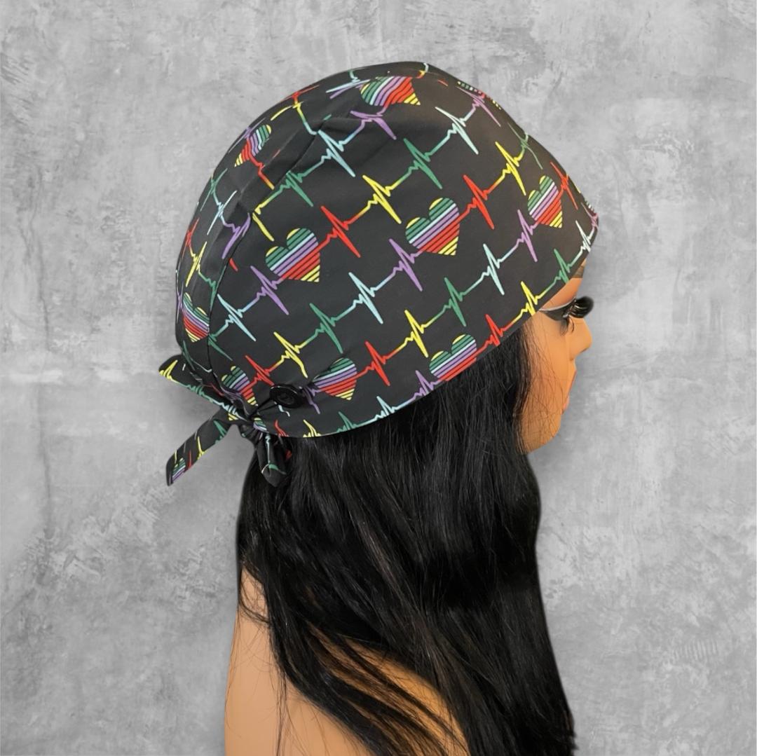 Heartbeat Babe Satin - Lined Tie Back Scrub Cap - Nursecaresuites - Online Healthcare BoutiqueScrub CapAdjustable Scrub CapAdjustable Tie Backaesthetic healthcare worker