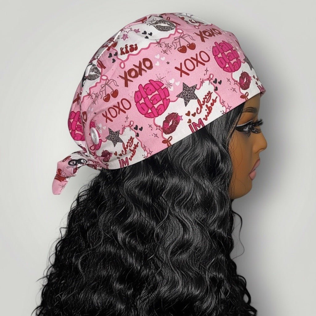 I'm Literally Just a Girl Satin-Lined Scrub Cap – Imperfect Print - Nursecaresuites - Online Healthcare BoutiqueScrub CapAdjustable Scrub CapAdjustable Tie Backaesthetic healthcare worker