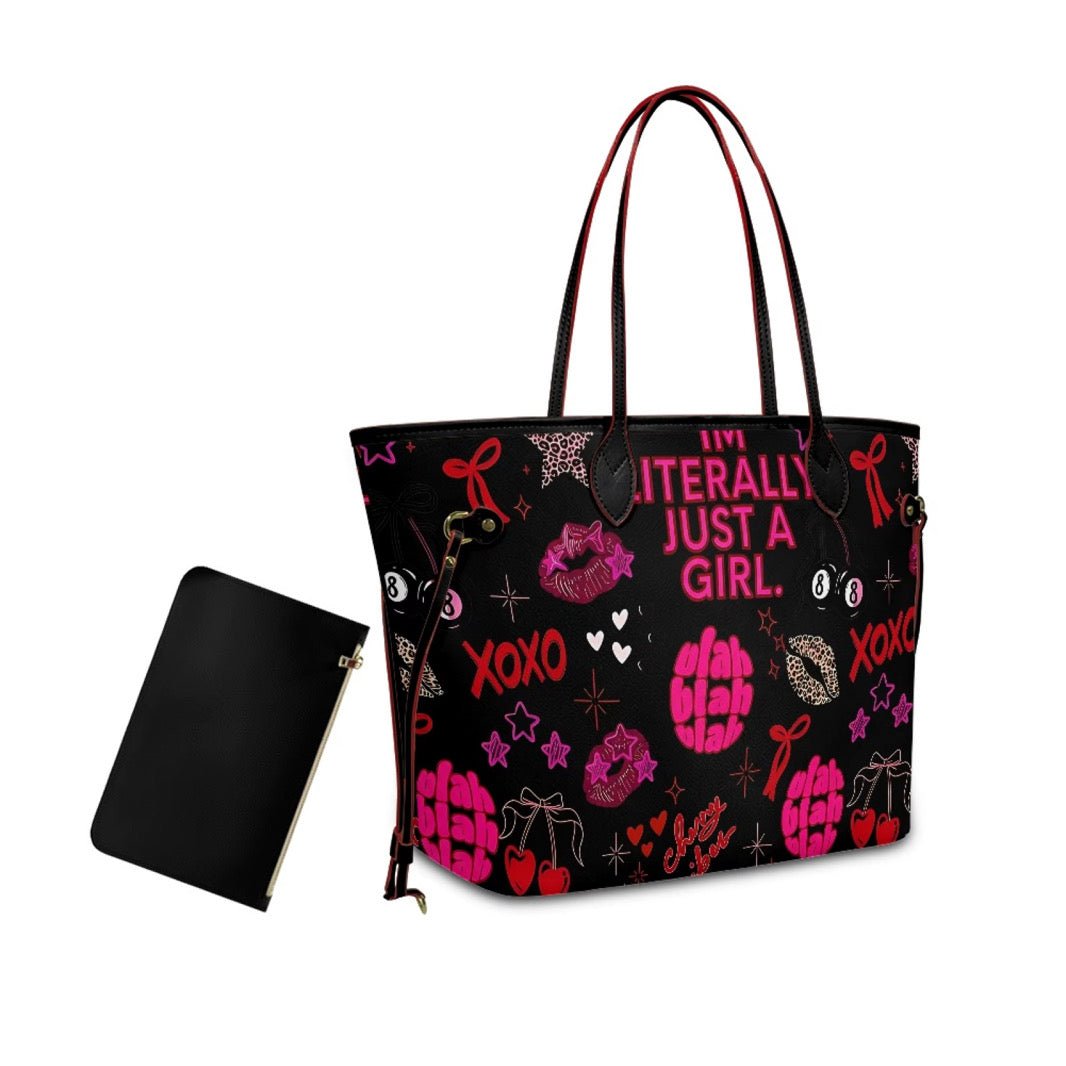 I'm Literally Just A Girl Tote Bag - Nursecaresuites - Online Healthcare Boutiqueclinical bageveryday totefaux leather tote
