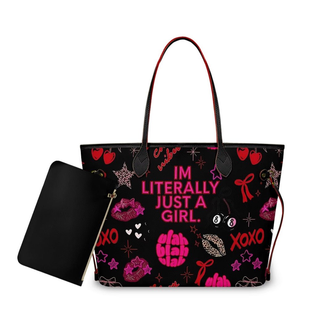 I'm Literally Just A Girl Tote Bag - Nursecaresuites - Online Healthcare Boutiqueclinical bageveryday totefaux leather tote