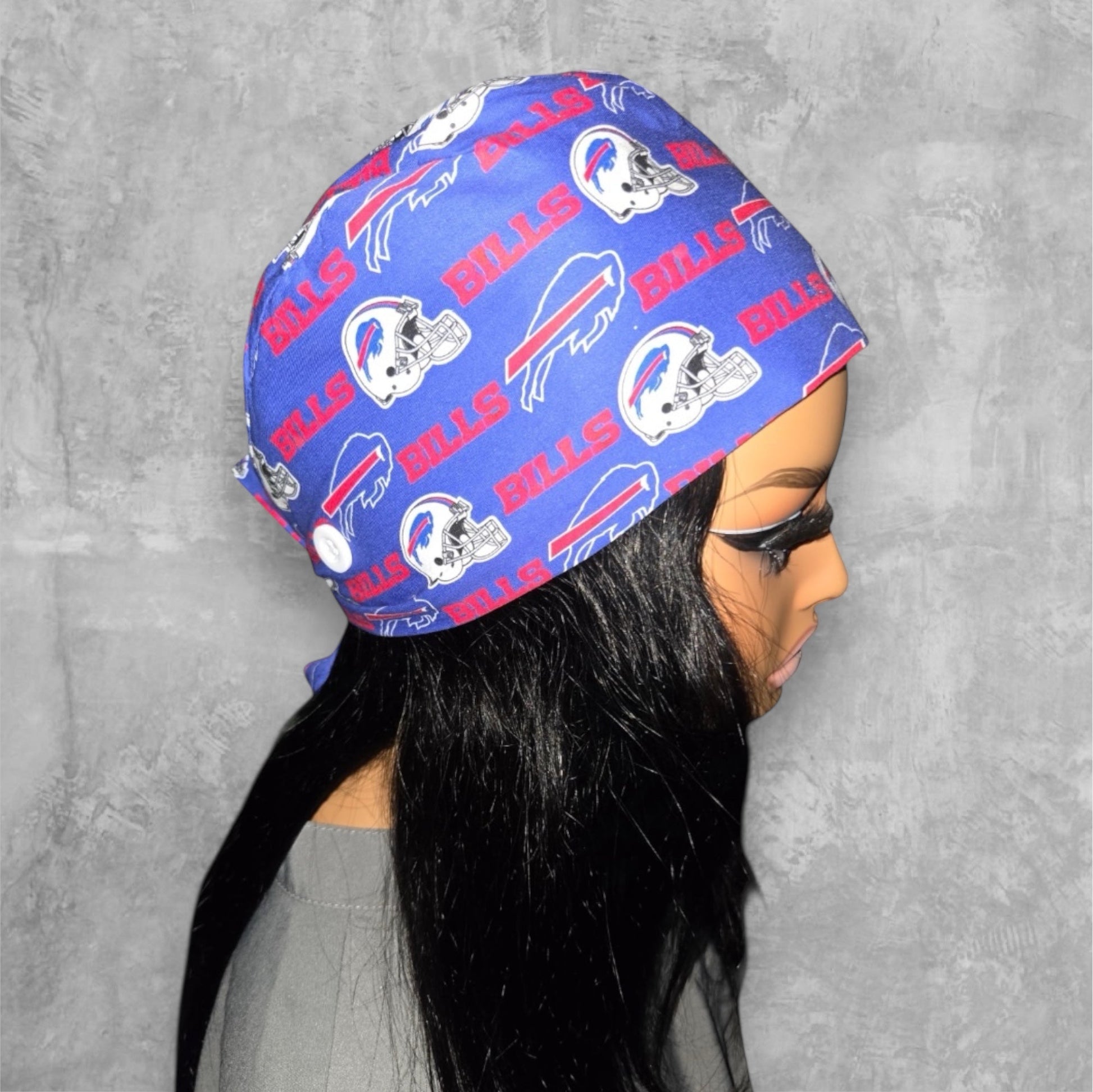 Limited Edition NFL Buffalo Bills Satin - Lined Scrub Cap - Nursecaresuites - Online Healthcare BoutiqueScrub CapAdjustable Scrub CapAdjustable Tie Backaesthetic healthcare worker