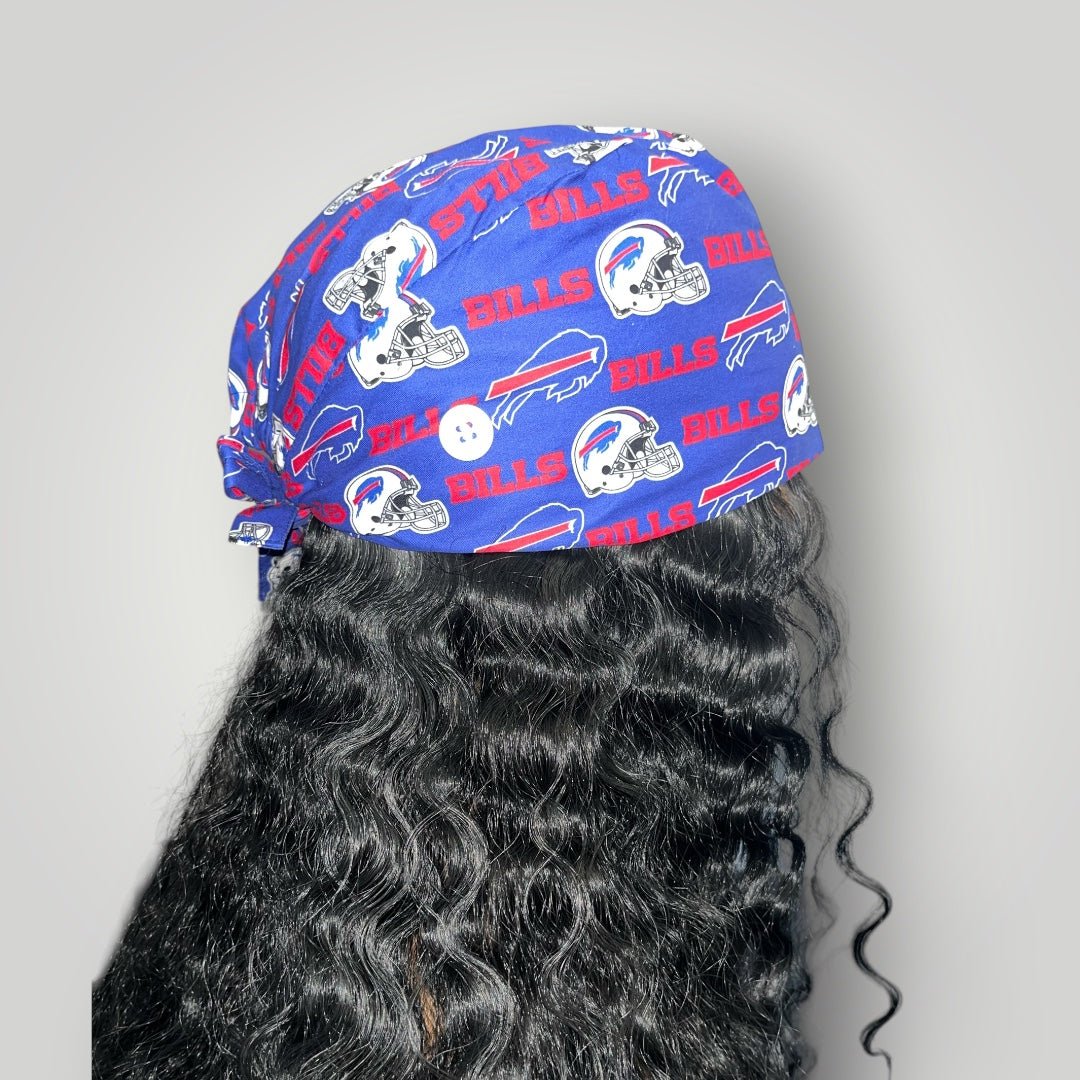 Limited Edition NFL Buffalo Bills Satin - Lined Tie - Back Scrub Cap - Nursecaresuites - Online Healthcare BoutiqueScrub CapAdjustable Scrub CapAdjustable Tie Backaesthetic healthcare worker