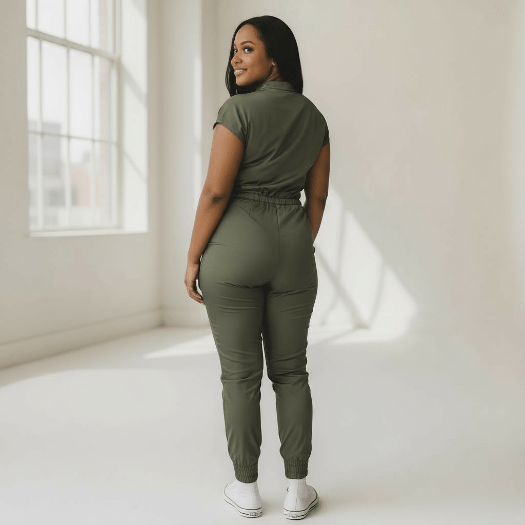 Limited Edition - One Piece Scrub Jumpsuit - Nursecaresuites - Online Healthcare BoutiqueScrubs8 pocket medical uniformadjustable drawstring waist jumpsuitall day comfort scrubs