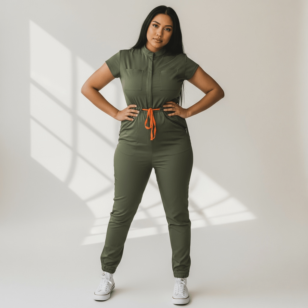 Limited Edition - One Piece Scrub Jumpsuit - Nursecaresuites - Online Healthcare BoutiqueScrubs8 pocket medical uniformadjustable drawstring waist jumpsuitall day comfort scrubs