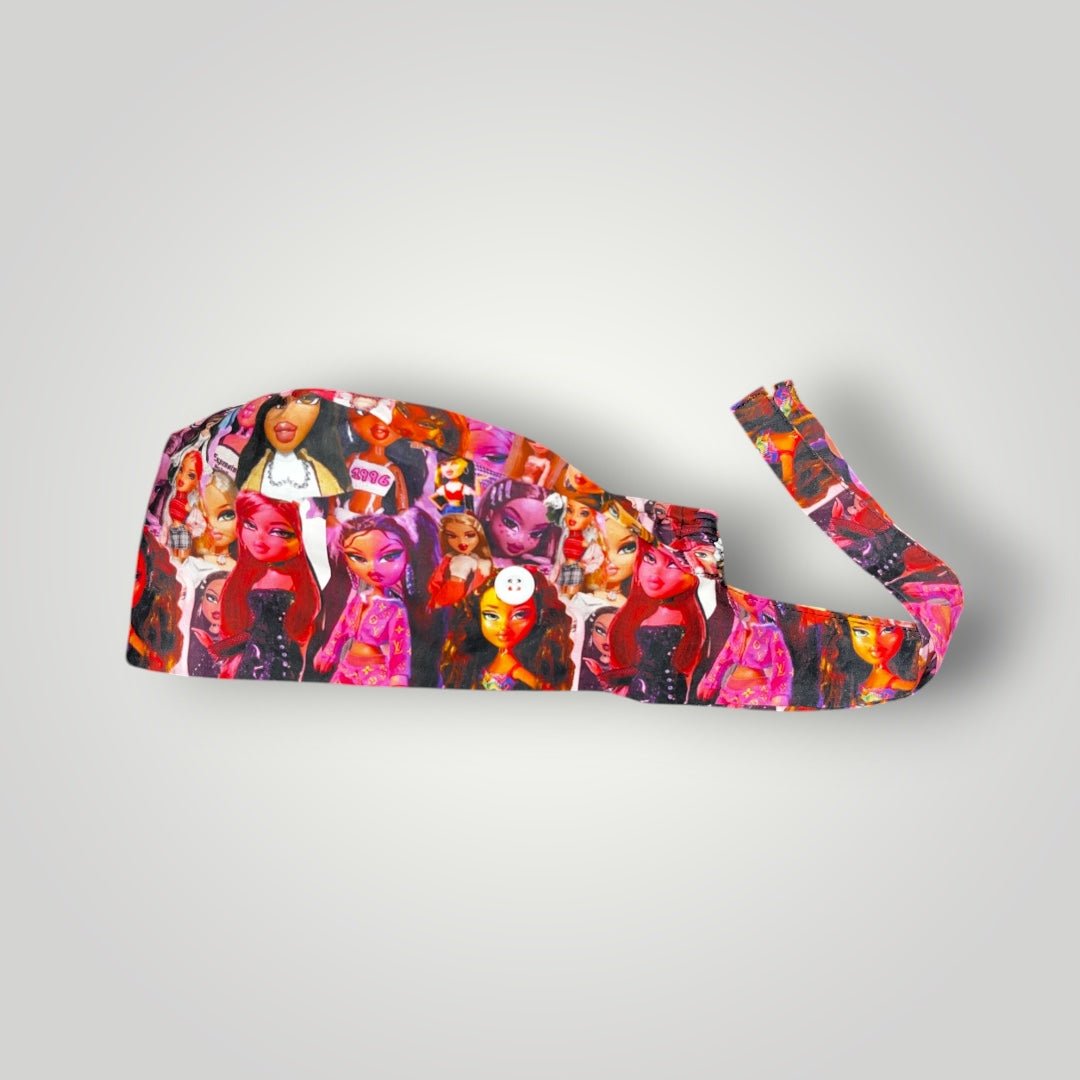 Limited Edition Satin - Lined Tie Back Scrub Caps | Hello Kitty, Barbie, Powerpuff and Bratz Styles - Nursecaresuites - Online Healthcare BoutiqueScrub CapAdjustable Scrub CapAdjustable Tie Backaesthetic healthcare worker
