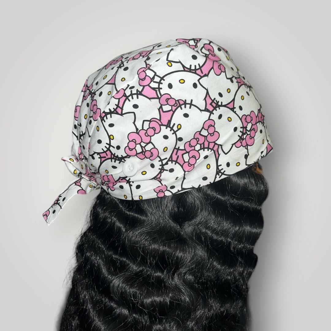 Limited Edition Satin - Lined Tie Back Scrub Caps | Hello Kitty, Barbie, Powerpuff and Bratz Styles - Nursecaresuites - Online Healthcare BoutiqueScrub CapAdjustable Scrub CapAdjustable Tie Backaesthetic healthcare worker
