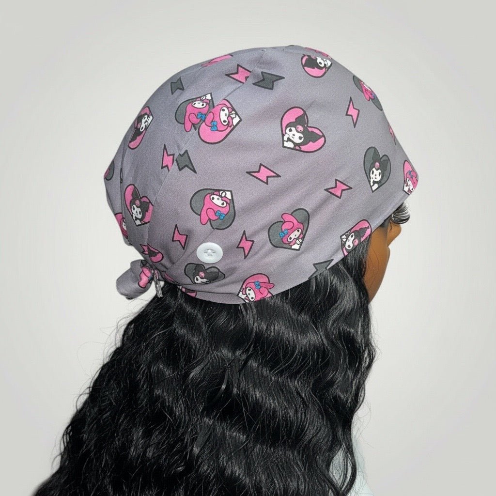 Limited Edition Satin-Lined Tie Back Scrub Caps | Hello Kitty, Barbie, Powerpuff and Bratz Styles - Nursecaresuites - Online Healthcare BoutiqueScrub CapAdjustable Scrub CapAdjustable Tie Backaesthetic healthcare worker
