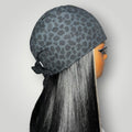 Midnight Leopard Satin - Lined Tie Back Scrub Cap - Nursecaresuites - Online Healthcare BoutiqueScrub Capblack scrub capbreathable scrub capgrey leopard scrub cap