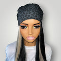 Midnight Leopard Satin - Lined Tie Back Scrub Cap - Nursecaresuites - Online Healthcare BoutiqueScrub Capblack scrub capbreathable scrub capgrey leopard scrub cap