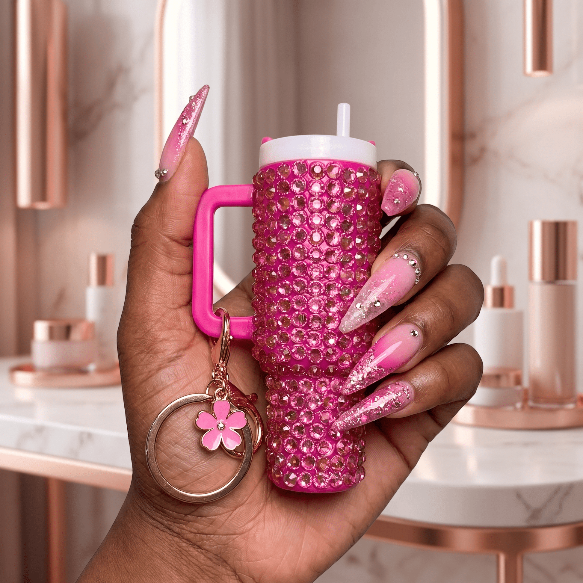 Mini Bling Tumbler Keychains - Nursecaresuites - Online Healthcare BoutiqueKeychainsbag charmbling keychainchapstick holder keychain