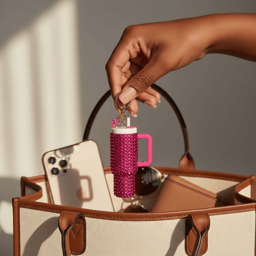 Mini Bling Tumbler Keychains - Nursecaresuites - Online Healthcare BoutiqueKeychainsbag charmbling keychainchapstick holder keychain